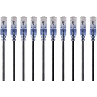 Monoprice Cat6A Ethernet Patch Cable - Snagless Rj45, 550Mhz, 10G, Utp, Pure Bare Copper Wire, 30Awg, 10-Pack, 3 Feet, Black - Slimrun Series
