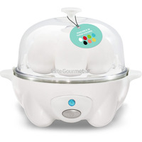 Elite Gourmet Egc-007 Rapid Egg Cooker, 7 Easy-To-Peel, Hard, Medium, Soft Boiled Eggs, Poacher, Omelet Maker, Auto Shut-Off, Alarm, 16-Recipe Booklet, White