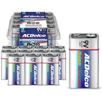 Acdelco 12-Count 9 Volt Batteries, Maximum Power Super Alkaline Battery, 7-Year Shelf Life, Recloseable Packaging