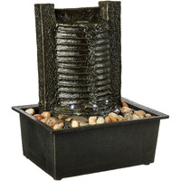 Indoor Fountain With Led Lights - Lighted Tabletop Water Feature With Stone Wall And Soothing Sound - Zen D  Cor For Home Or Office By Pure Garden