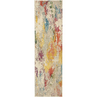 Nourison Celestial Abstract Ivory/Multicolor 2' X 6' Area Rug, Easy Cleaning, Non Shedding, Bed Room, Living Room, Dining Room, Kitchen (2X6)