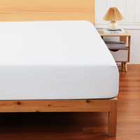 100% Cotton Fitted Sheet Queen Size Sateen, All-Around Elastic Deep Pocket Durable Bottom Sheet With Foot Tag, White Color 1 Fitted Sheet Only