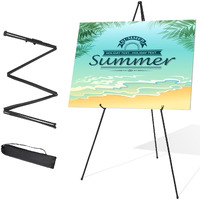 Starhoo Easel Stand For Wedding Sign & Poster Display 63'' Portable Art Easel For Floor Adjustable Metal Easel Black