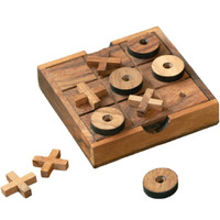 Wood Tic Tac Toe Game Wooden Xoxo Traditional Unique Gift For Kids Classic Family Fun Board Game With Xs And Os Brain Teaser Strategy Indoor Entertainment Two-Player