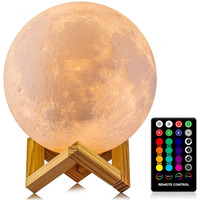 Logrotate Moon Lamp, 16 Colors Led Night Light For Kids 3D Printing Moon Light With Stand& Remote/Touch Control & Timing, Moon Light Lamp For Kid Friend Birthday Gifts, Room Decor (Diameter 4.8 Inch)
