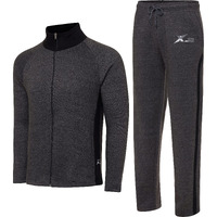 X-2 Men's Tracksuit Set Full-Zip Warm-Up Sweatshirt And Jogger Sweatpants For Gym & Sports Outfit Blackcoller Char 3Xl