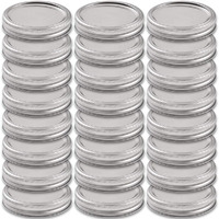 Newk 24 Sets Wide Mouth Mason Jar Lids And Bands, Reuseable Metal Mason Jar Canning With Silicone Gasket Lids Fits Ball, Kerr & More Jars(24 Lids&24 Bands, 86Mm/ 3.38"",Silver)