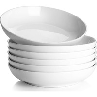Y Yhy Pasta Bowls, 30Oz Salad Bowls White Soup Bowls Large Pasta Serving Bowl Porcelain Pasta Plates Wide And Shallow Bowls Set Of 6 Microwave Dishwasher Safe Valentines Day Gift