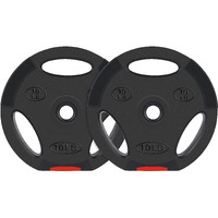 Signature Fitness Vinyl Standard 1-Inch Plate Weight Plate For Strength Training And Weightlifting, 10-Pound, Pair