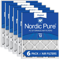 Nordic Pure 20X20X1 (19 1/2 X 19 1/2 X 3/4) Pleated Merv 12 Air Filters 6 Pack