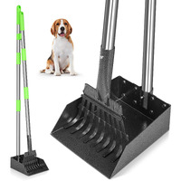 Tooge Pooper Scooper, Dog Pooper Scooper Long Handle Stainless Metal Tray And Rake For Medium Small Dogs Heavy Duty Pet Supplies To Use For Grass, Dirt Or Gravel