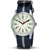 Infantry Mens Analog Watch Glow In The Dark Wrist Watches For Men Military Quartz Wristwatch Army Field Work Luminous Outdoor Sport Waterproof Blue Nylon Band