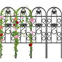 Amagabeli Garden & Home 4 Pack Garden Trellis For Climbing Plants 60"" X 18"" Black Iron Trellis For Potted Plant Support Butterfly Metal Trellis For Climbing Roses Vine Flower Cucumber Clematis Gt02