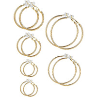 Sumind 6 Pairs Clip On Hoop Earrings Hoop Gold Earrings Non Piercing Earrings Set For Women, 6 Sizes