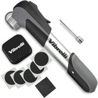 Mini Bike Pump & Glueless Puncture Repair Kit - Presta & Schrader Bicycle Pump - 120 Psi Tire Pump For Road & Mtb - No Valve Changing Needed