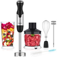 Keylitos 5 In1 Immersion Hand Blender, Powerful 12 Speed Handheld Stick Blender With 304 Stainless Steel Blades, Chopper, Beaker, Whisk And Milk Frother For Smoothie, Baby Food, Sauces Red,Puree, Soup