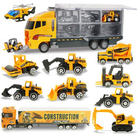 Joyfia Toys For Boys, 11 In 1 Engineering Die-Cast Construction Car Toddler Toys, Excavator Dumper Bulldozer, Kids Transport Carrier Truck Vehicles Gifts For Age 3 4 5 6 7 Year Old Boys