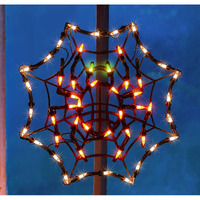 Justpro 12.8"" Lighted Cobweb Halloween Window Silhouette Decoration,Halloween Lighted Window Decoration,Hanging Light Up Holiday Ornament( Cobweb Light)