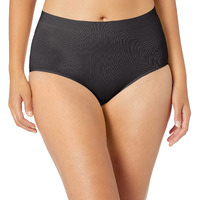 Bali Women's Seamless Panties, Smoothing Brief Underwear For Women, Full-Coverage Stretch Microfiber Briefs (Colors May Vary), Black Pointelle, 8