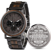 2Win Engraved Wooden Watch For Boyfriend My Man Fianc   Husband Customized Personalized Wood Watches For Men Birthday Anniversary Personalized Watch (D-To My Husband)