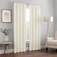 Eclipse Kendall Modern Blackout Thermal Rod Pocket Window Curtain For Bedroom Or Living Room (1 Panel), 42 X 63, Ivory