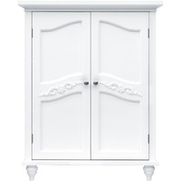 Teamson Home Versailles Wooden Freestanding Floor Storage Cabinet With 2 Adjustable Interior Shelves 3 Storage Spaces And 2 Floral Scroll Doors, White