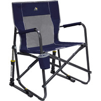 Gci Outdoor Freestyle Rocker Camping Chair | Portable Folding Rocking Chair With Solid, Durable Armrests, Drink Holder & Comfortable Backrest - Indigo Blue