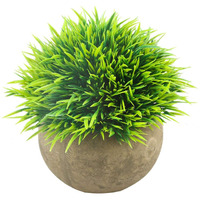 Svenee Mini Artificial Plants, Plastic Fake Green Grass Faux Greenery Topiary Shrubs With Grey Pots For Bathroom Home Office D  Cor, House Decorations (1)