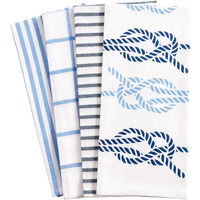 Kaf Home Pantry Nautical Knots Kitchen Dish Towel Set Of 4, 100-Percent Cotton, 18 X 28-Inch