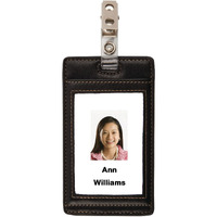 Office Depot Faux Leather Badge Holder, Black