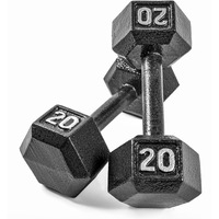Cap Barbell Cast Iron Hex Dumbbell Weights (Pair), Black, 20 Lb