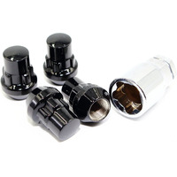 Set Of 4 12X1.5 Veritek Gloss Black Acorn Bulge Tuner Conical Seat 1.40 Inch Security Wheel Locks For Aftermarket Wheels Honda Acura