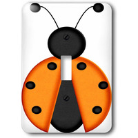 3Drose Lsp_213835_1 Cute Orange And Black Lady Bug Graphic Single Toggle Switch, Multicolor
