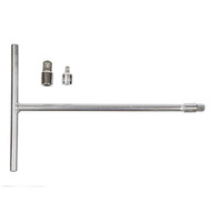 J&R Quality Tools 3/8"" Drive T Handle Wrench, Chromium Vanadium Steel | Long Reach | Includes 3/8"" And 1/2"" Adaptors
