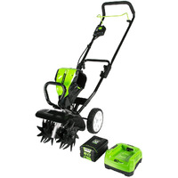 Greenworks Pro 80V 10 Inch Cultivator With 2Ah Battery And Charger, Tl80L210, Black And Green