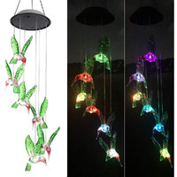 Ninite Solar Wind Chimes, Outdoor Waterproof Color Changing Decorative Mobile With 6 Hanging Hummingbird Lights For Home, Patio, Lawn, Garden, Yard - Great Gifts For Mom's Birthday