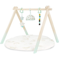 B. Toys- B. Baby- Wooden Baby Play Gym - Activity Mat - Starry Sky - 3 Hanging Sensory Toys - Natural Wood - Babies, Infants