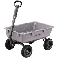 Gorilla Carts 800 Pound Capacity Heavy Duty Poly Yard Garden Steel Dump Utility Wheelbarrow Wagon Cart With 2-In-1 Towing Atv Handle, Gray