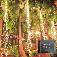 220 Led Solar Firefly Bunch Lights, 8 Flashing Modes, Fairy Copper Wire Waterproof String Lights, Decorative Vine Solar Watering Can Lights, Outdoor Garden Tent Christmas Decor (Warm White)