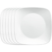 Corelle Vitrelle 6-Piece Salad Plates Set, Triple Layer Glass And Chip Resistant, Lightweight Square 9-Inch Plates, White