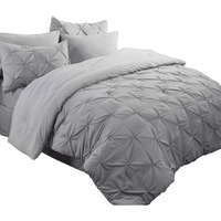 Bedsure King Size Comforter Set - Bedding Set King 7 Pieces, Pintuck Bed In A Bag Grey Bed Set With Comforter, Sheets, Pillowcases & Shams