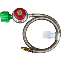 King Kooker 30502 High Pressure Adjustable Regulator With Type 1 Connection And Stainless Steel Braided Hose With 1/8-Inch Male Pipe Thread End Fitting With Orifice