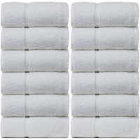 Bare Cotton Luxury Hotel & Spa Towel 100% Genuine Turkish Wash Cloths Dobby Border, White, Set Of 12