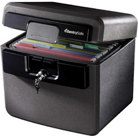 Sentrysafe Black Fireproof And Waterproof Safe, File Folder And Document Box With Key Lock, Ex. 14.3 X 15.5 X 13.5 Inches, Hd4100