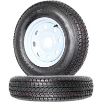 2-Pk Trailer Tire On Rim St175/80D13 175/80 13 In. Lrc 5 Hole White Spoke Wheel