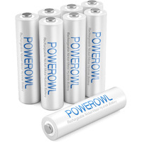 Powerowl Aaa Rechargeable Batteries, Rechargeable Aaa Batteries 1000Mah High Capacity 1.2V Nimh Low Self Discharge Rechargeable Aaa Battery, 8 Pack