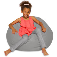 Posh Beanbags Big Comfy Bean Bag Chair: Posh Large Beanbag Chairs With Removable Cover For Kids, Teens And Adults - Polyester Cloth Puff Sack Lounger Furniture For All Ages - 27 Inch - Solid Gray