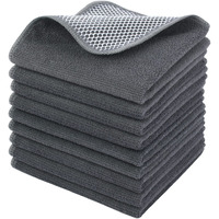Kinhwa Kitchen Washcloths For Dishes Absorbent Microfiber Dish Cloths Quick Dry Dish Rags With Poly Scour Scrub Side Ideal For Kitchen Cleaning And Housekeeping  (Gray, 12Inchx12Inch 9 Pack)