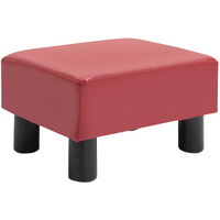 Homcom Ottoman Foot Rest, Small Foot Stool With Faux Leather Upholstery, Rectangular Ottoman Footrest With Padded Foam Seat And Plastic Legs, Red