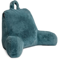 Milliard Reading Pillow, Sit Up Pillow For Bed, Back Rest Pillow, With Faux Fur, Removable Cover, 8X15 Inches, Made With Shredded Memory Foam (Blue)